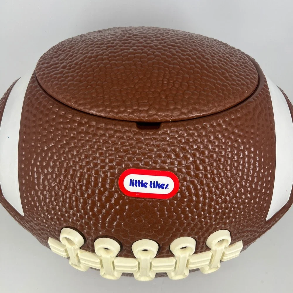 Little Tikes Football Toy Chest Storage Bin Brown Vintage Sports Kids Playroom